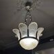 Art Deco Chandelier Sandblasted Pressed Glass, Nickel-plated Bronze 1930