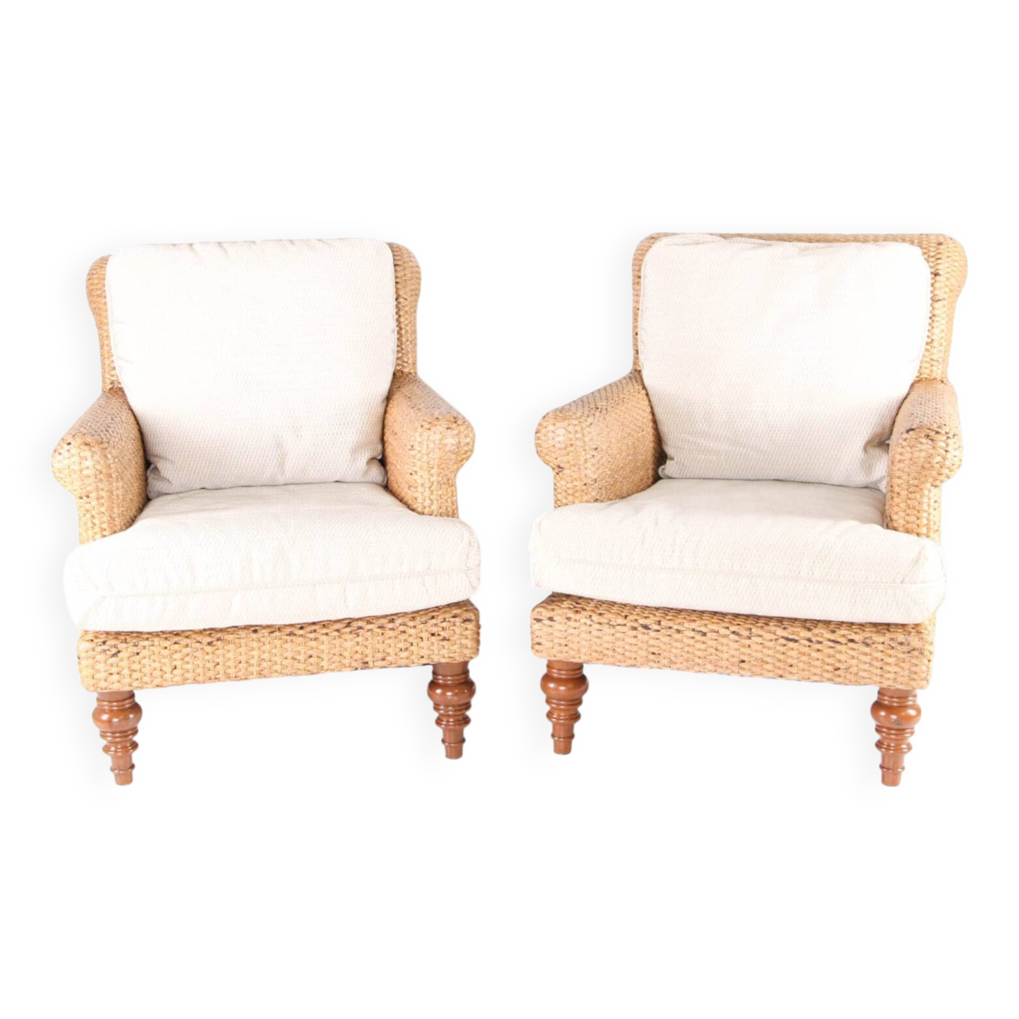 Pair of wicker armchairs