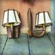 Suspension light and its 2 rattan wall lights by Louis Sognot, 1950s