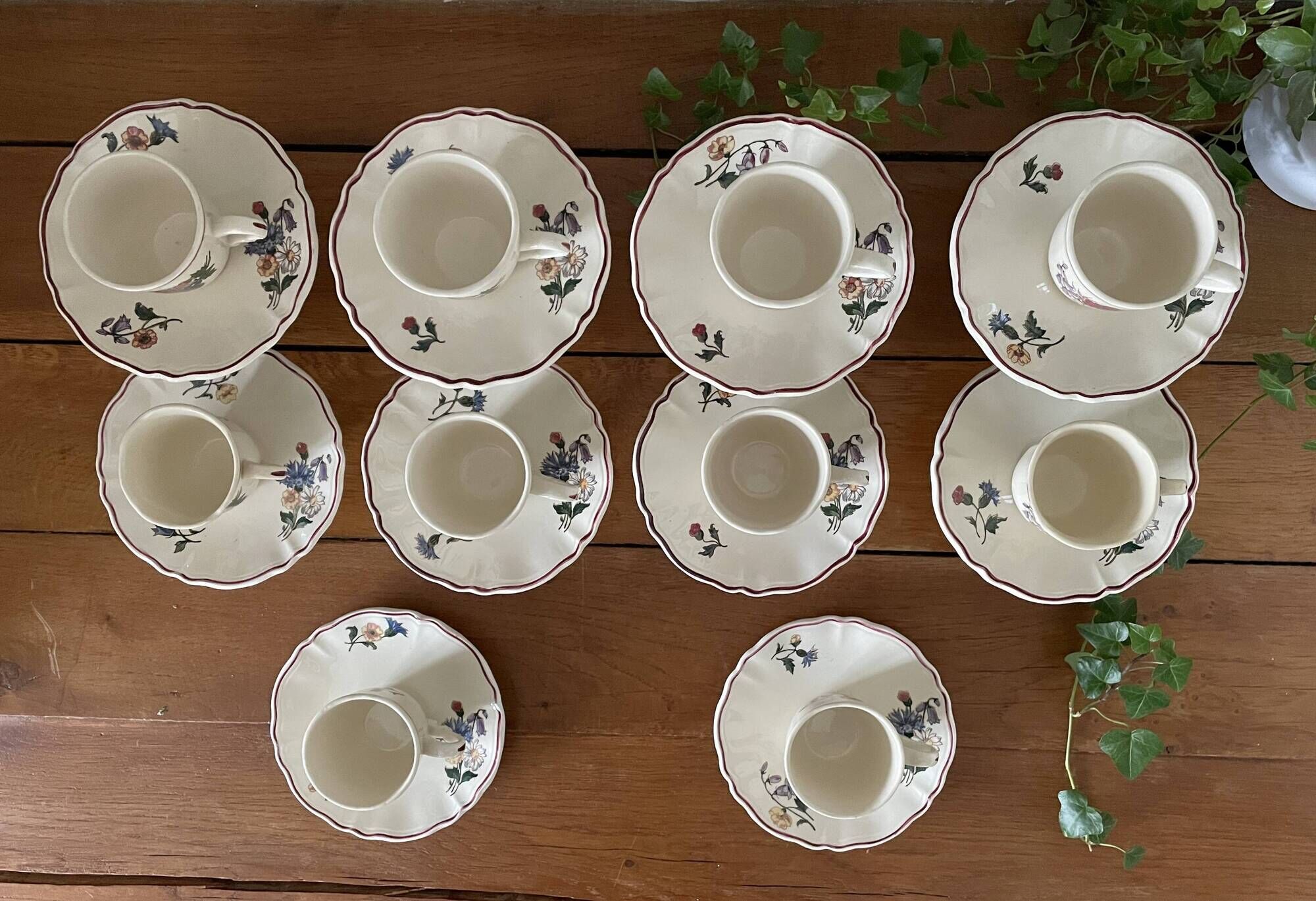 Antique coffee service in Sarreguemines earthenware.