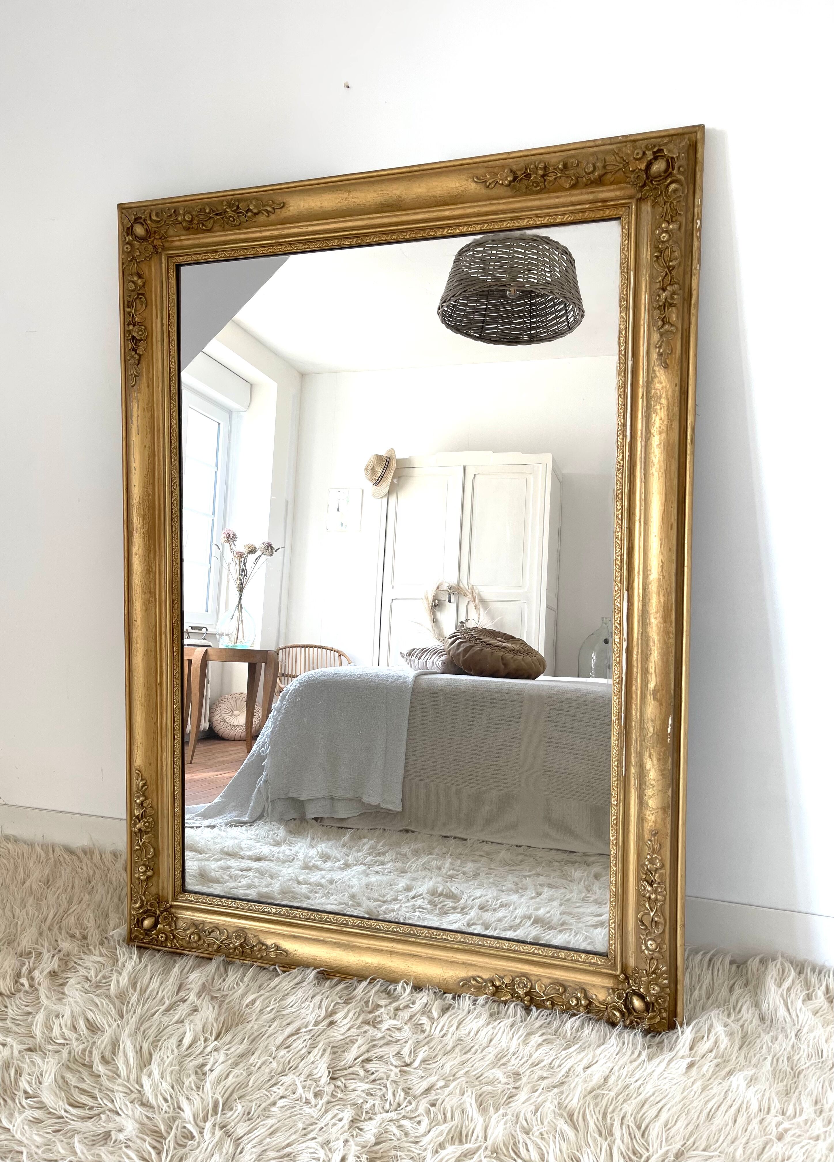 Antique gilded wooden mirror