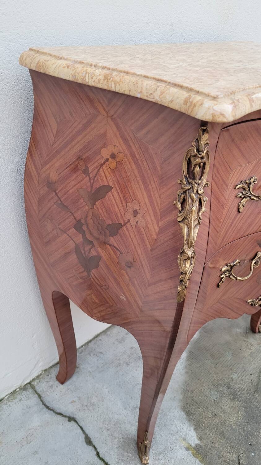 Louis XV Style Commode Stamped in Richly Decorated Rosewood Marquetry