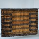 Large Scandinavian brown wool rya rug | Sweden | 1960s