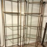 Pair of brass and gilded bronze shelves feet lion's feet