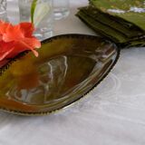 Plat de service ovale ancien vert olive  Gien France