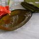 Old olive green oval serving dish Gien France