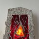 XL "stained glass" wall sconce, glass and cement, Sweden 1950