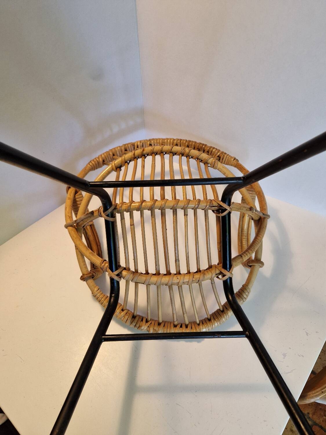 Old Children's Rattan Basket Armchair from the 60s