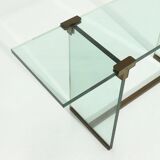 Console Peter Ghyczy modèle T30 en verre et laiton, années 1970