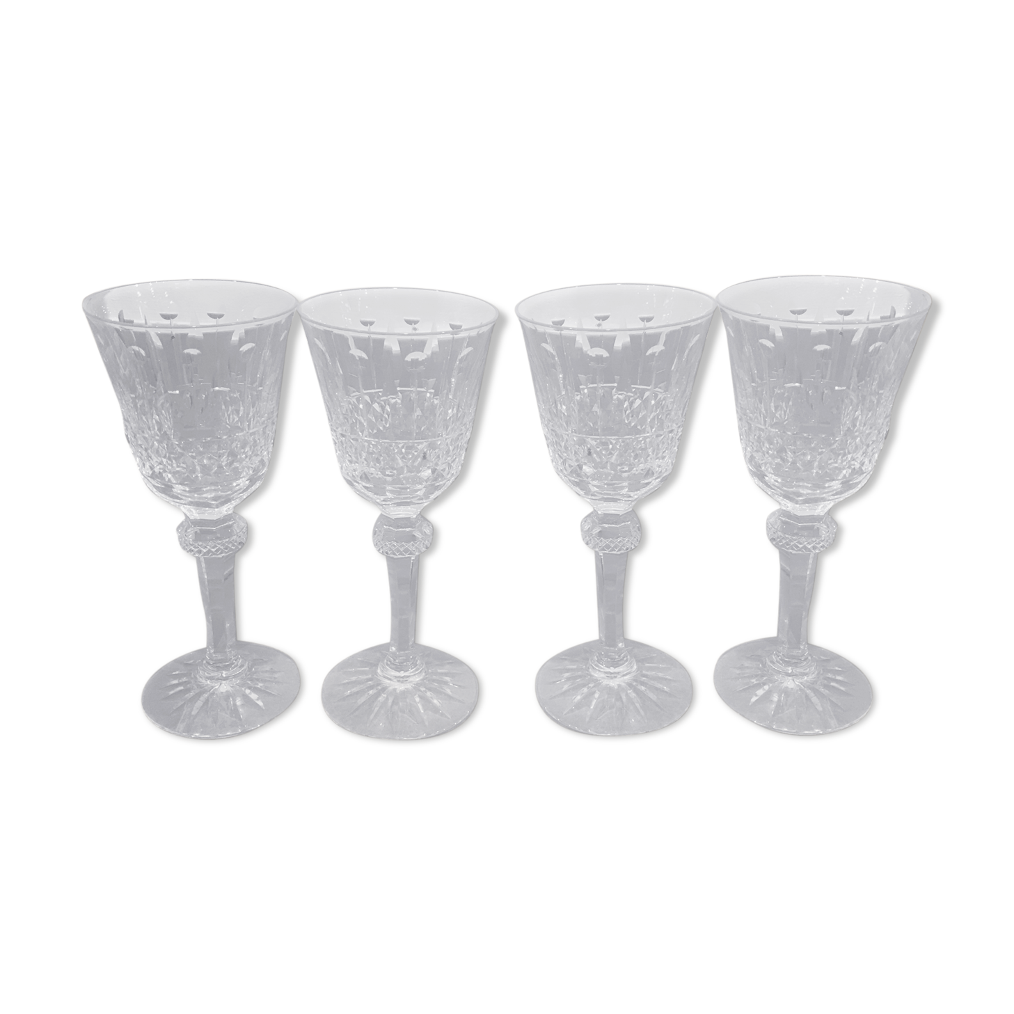 4 glasses of Lorraine crystal wine