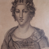 Portrait of a young woman The large ornament drawing signed circa 1800-1830 57x46 cm SB
