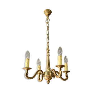 Lustre en bronze à 4 bras de lumière