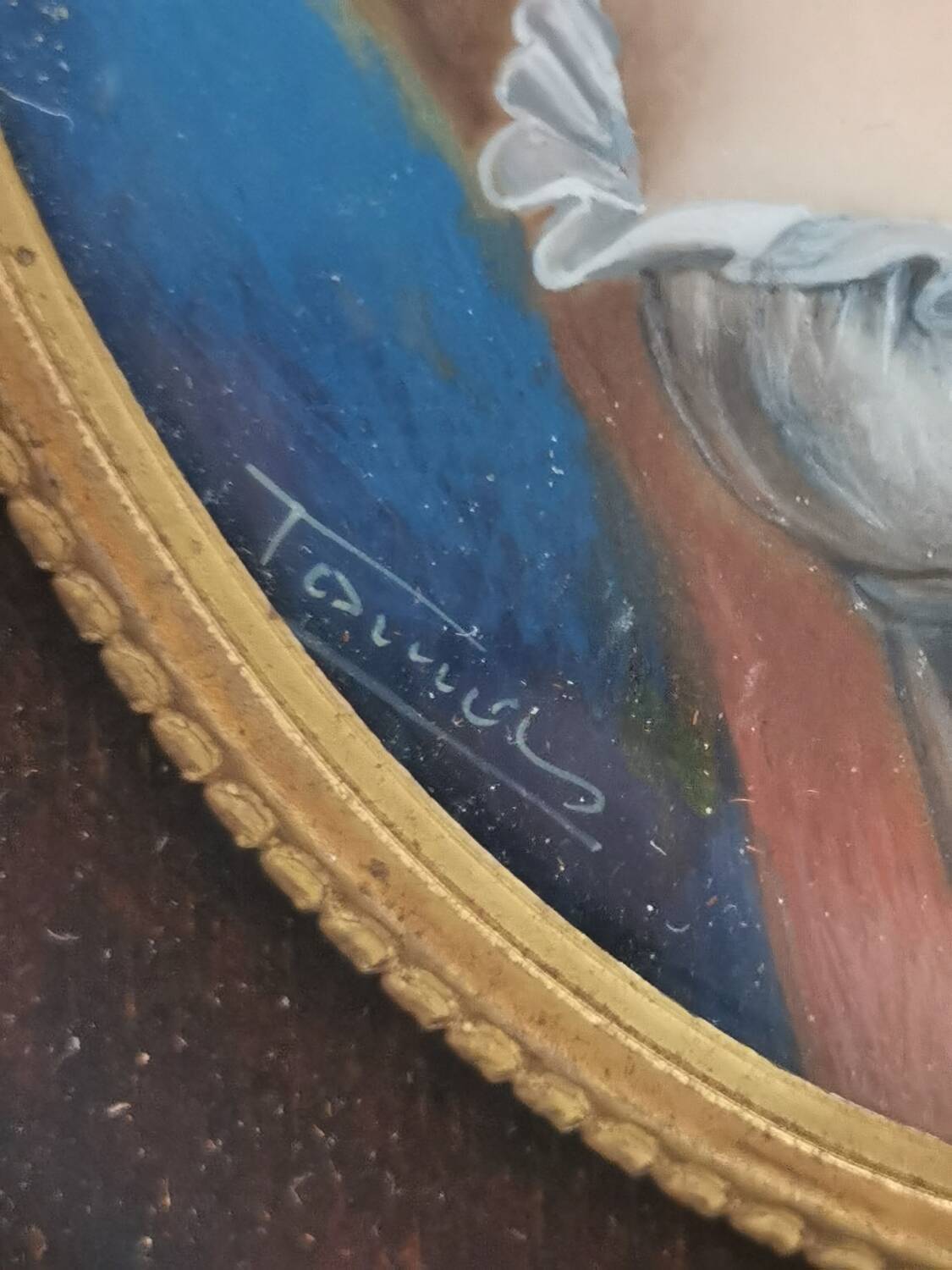 Old portrait painting Miniature Mrs. Récamier