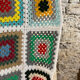 Plaid patchwork chaise fauteuil fleur laine vintage