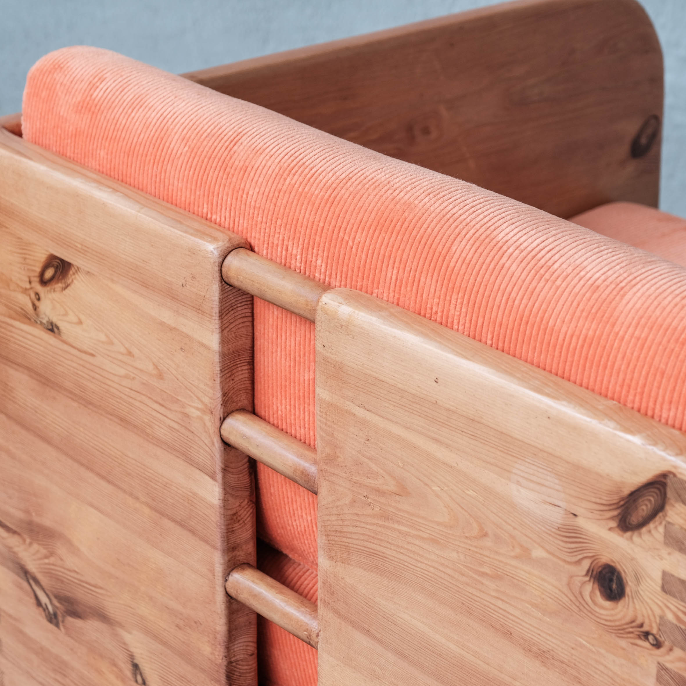 Pair of mid-century pine armchairs