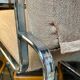 Fauteuil / chauffeuse de salon tissus et chrome Atal 1970