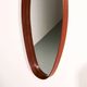 Mid-century Italian oval mirror in curved teak, rope and leather, 1960s