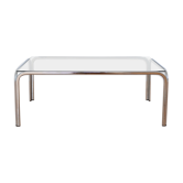 Table verre fumé et chrome 1970