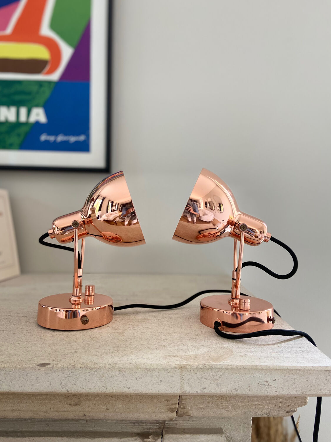 Pair of copper wall sconces