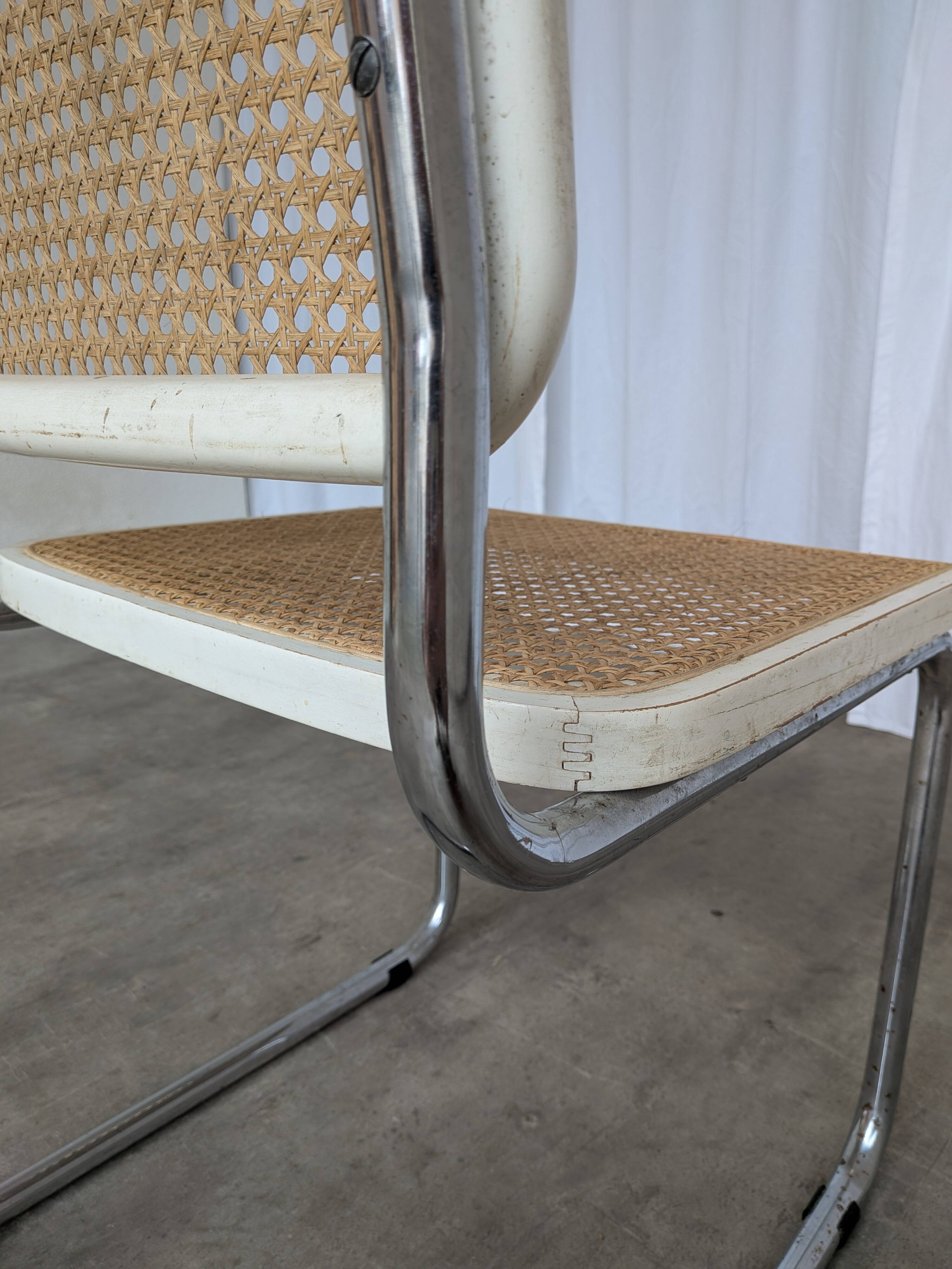 Vintage Cesca Chair: 1970s Marcel Breuer Chrome Cane Chair
