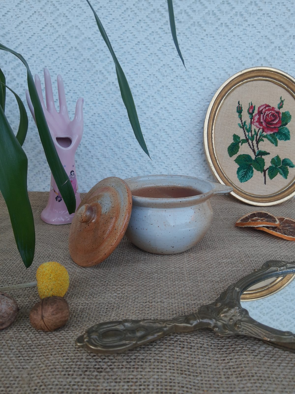 Eared pot, marsh sandstone sugar bowl