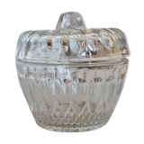 Small vintage molded glass candy or sugar bowl with hat