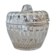 Petite bonbonnière ou sucrier vintage en verre moulé avec chapeau