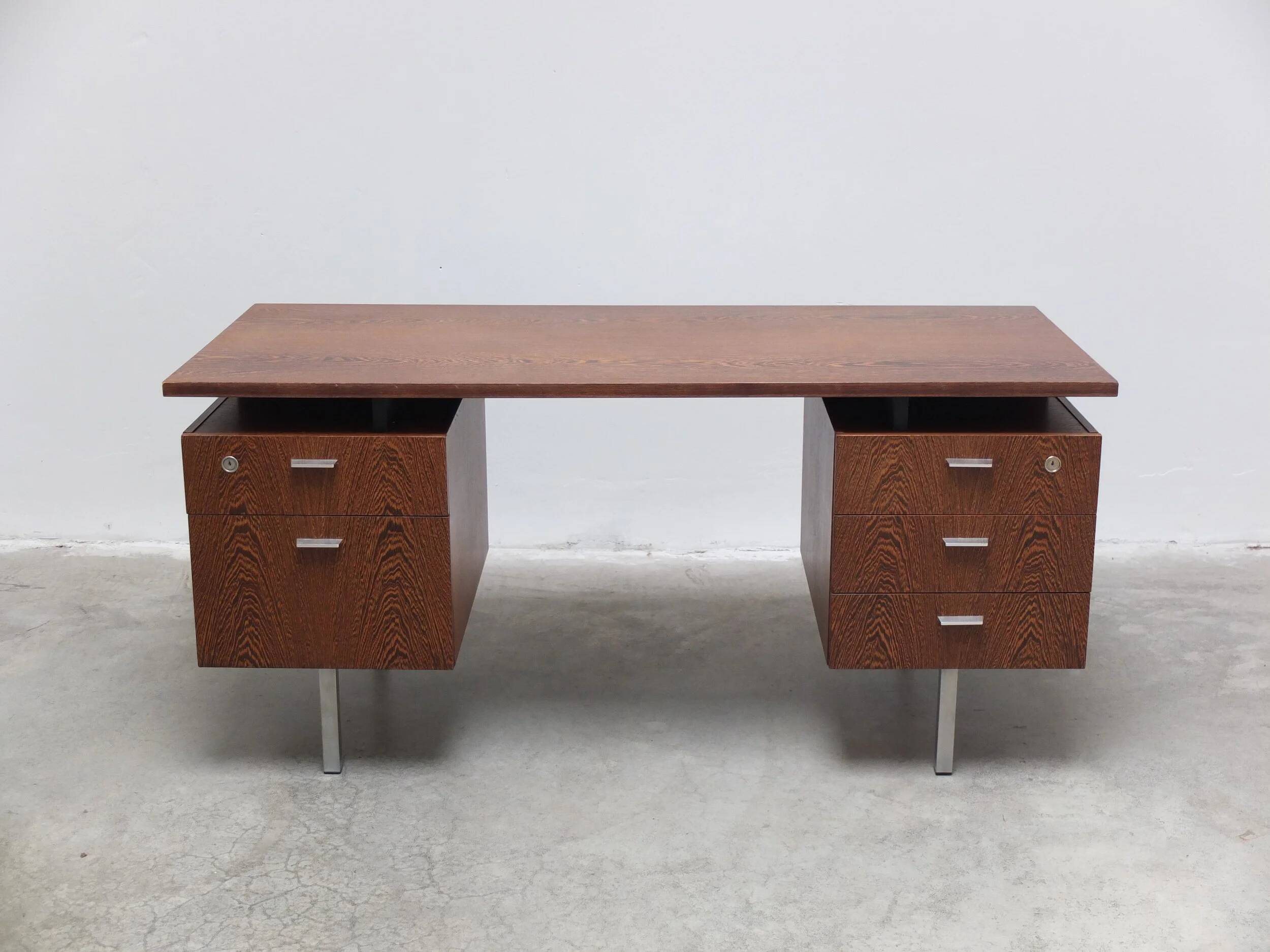Freestanding modernist writing desk in wengé, 1960s