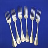 Lot de 6 fourchettes de la Marine Nationale en métal argenté