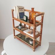 Étagère murale vintage en bambou et rotin années 70/80