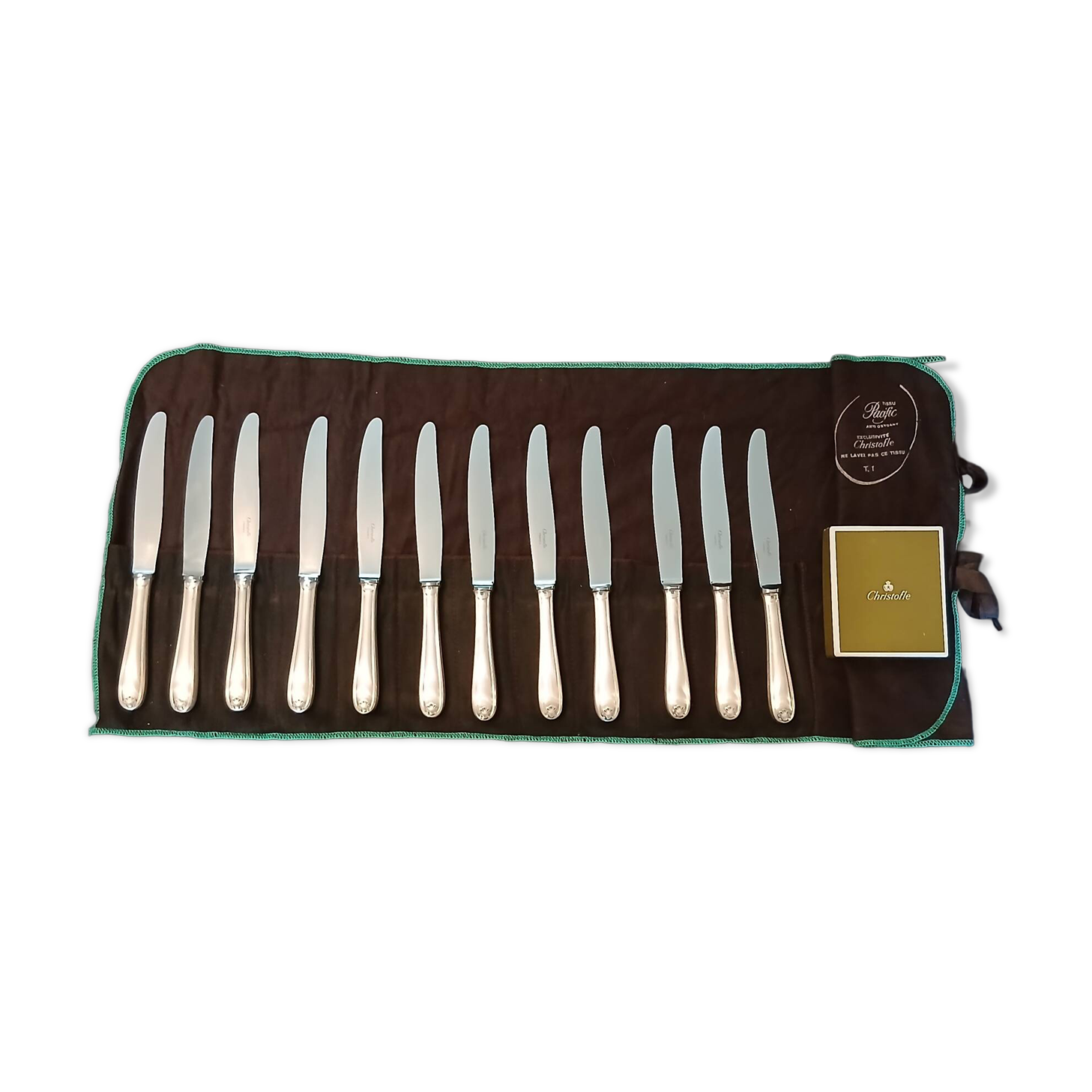 Christofle Vendôme shell 12 large knives silver-plated