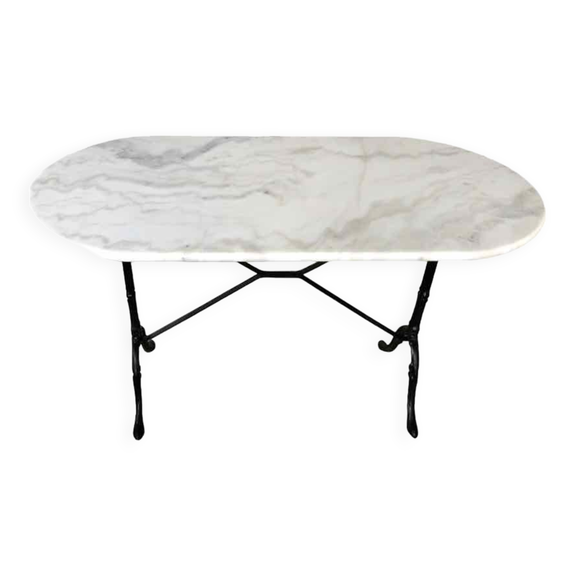 Oval marble and cast iron bistro table