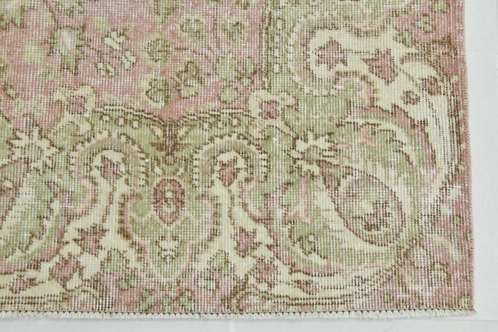 5x9 Light Red Green Vintage Area Rug, 160x274Cm SK 21509