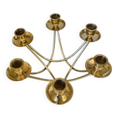 Chandelier bas à six feux en laiton circa 1950