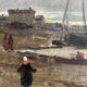 Tableau HST plein XIX° "Bateaux à marée basse" Honoré Nafraicheur
