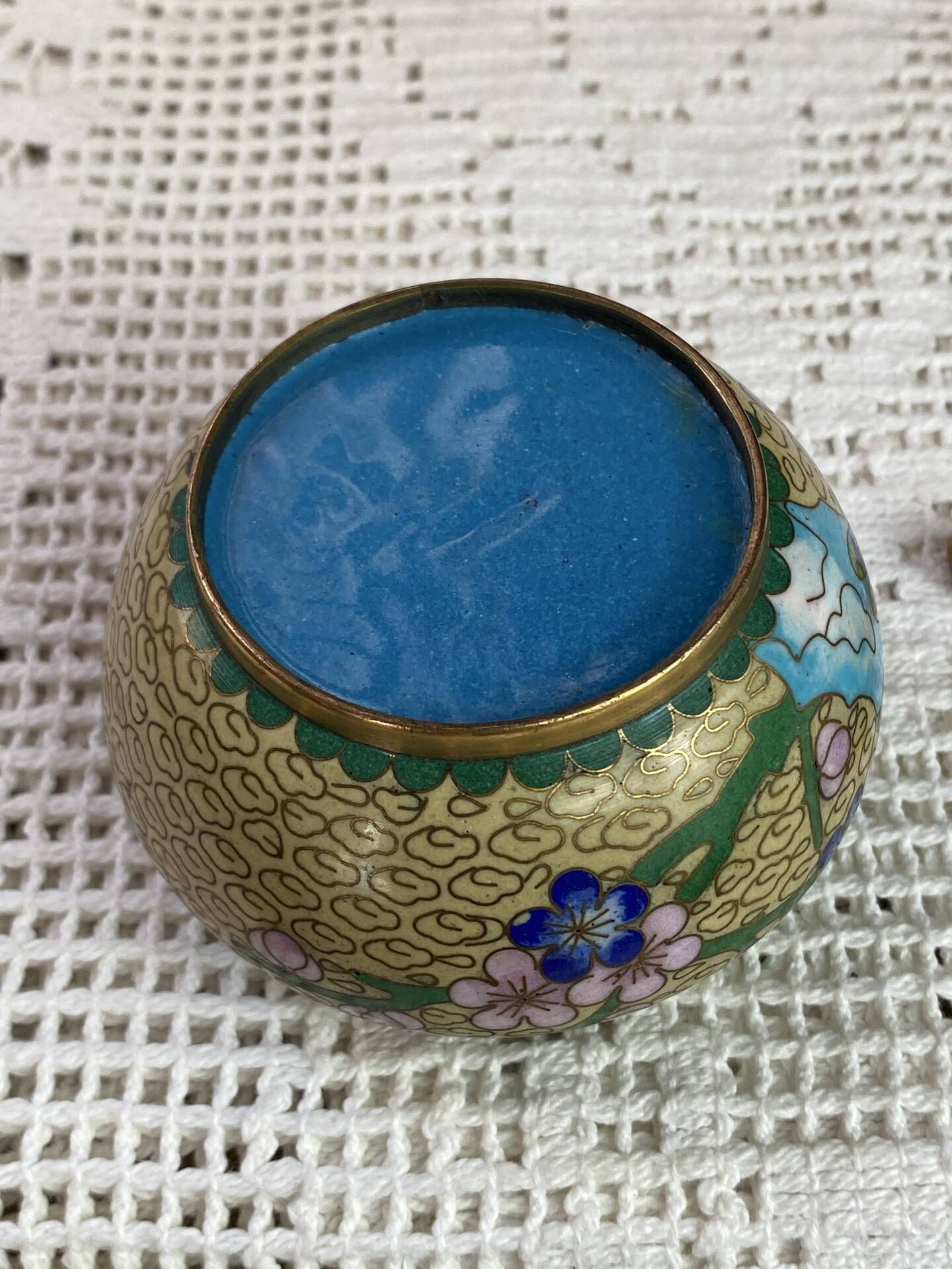 Enamelled brass ashtray