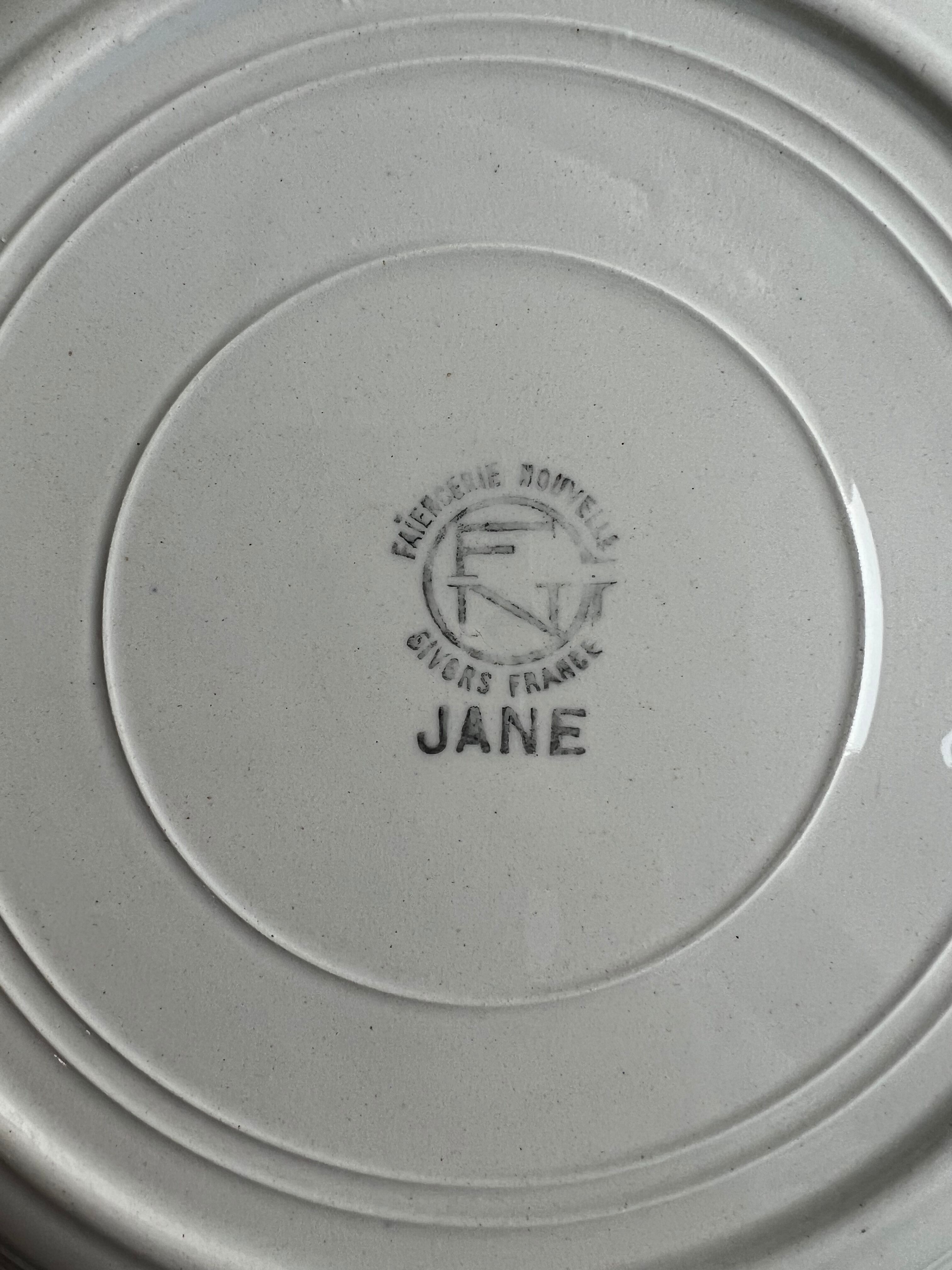 Lot de 6 assiettes plates, Nouvelle Givors, Jane