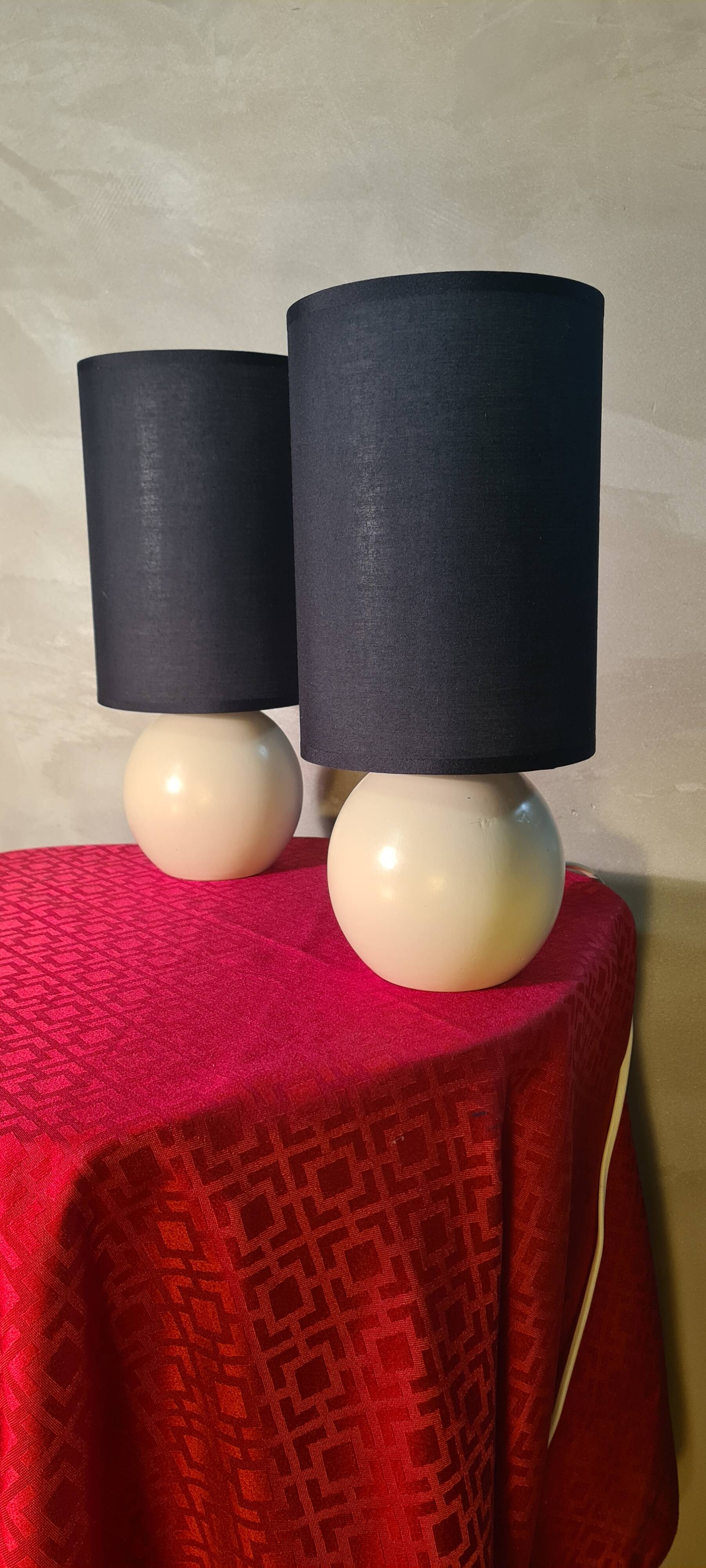 Paire de lampe chevet bois beige et abat jour en noir, scandinave elec ok 3