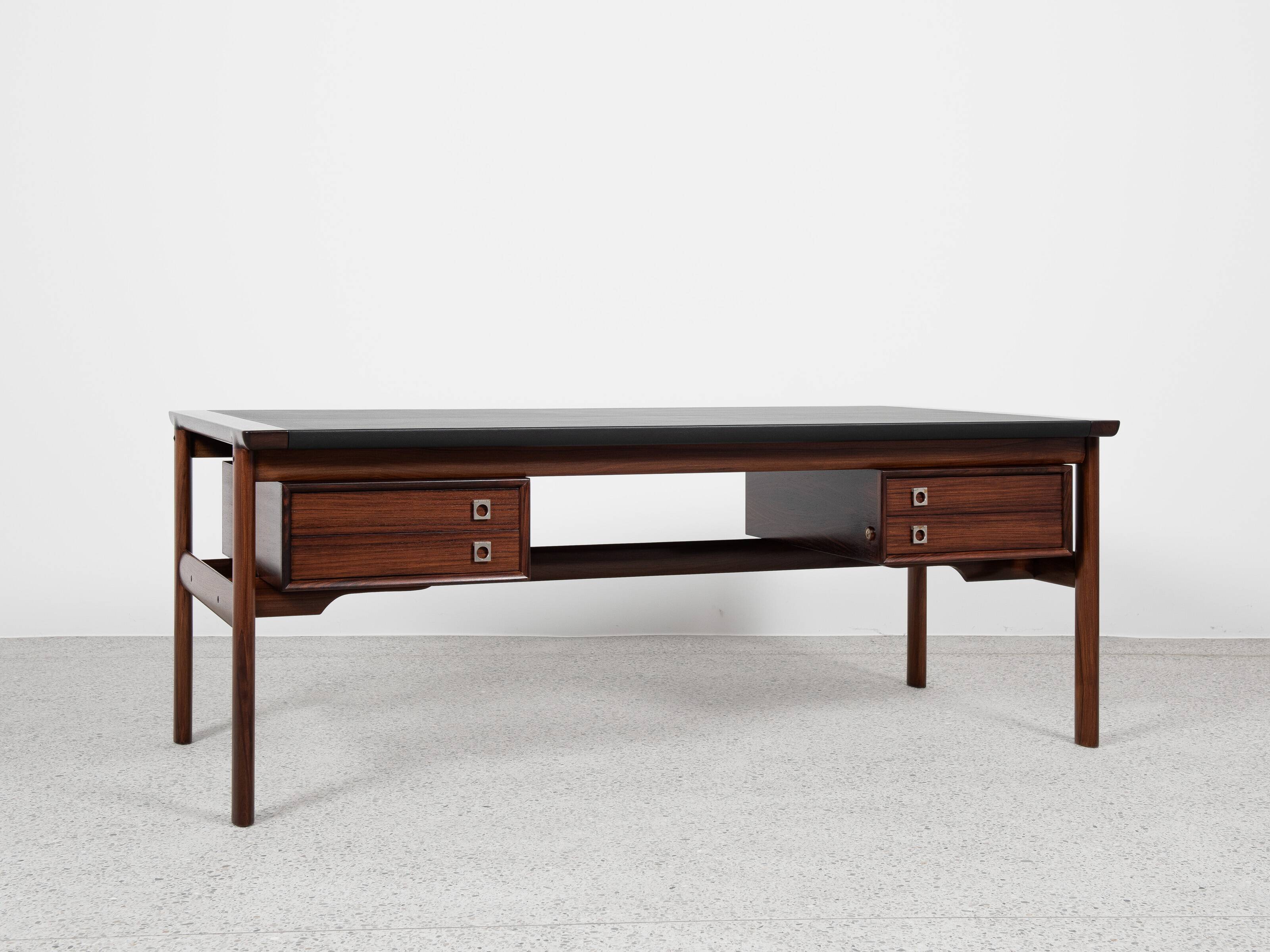 Midcentury Danish XL desk in rosewood and leather by Arne Vodder for Sibast