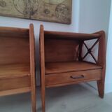 Pair of bedside tables in oak workshop Saint Sabin year 1950