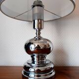 Chrome lamp in the style of Philippe Barbier, 1970.