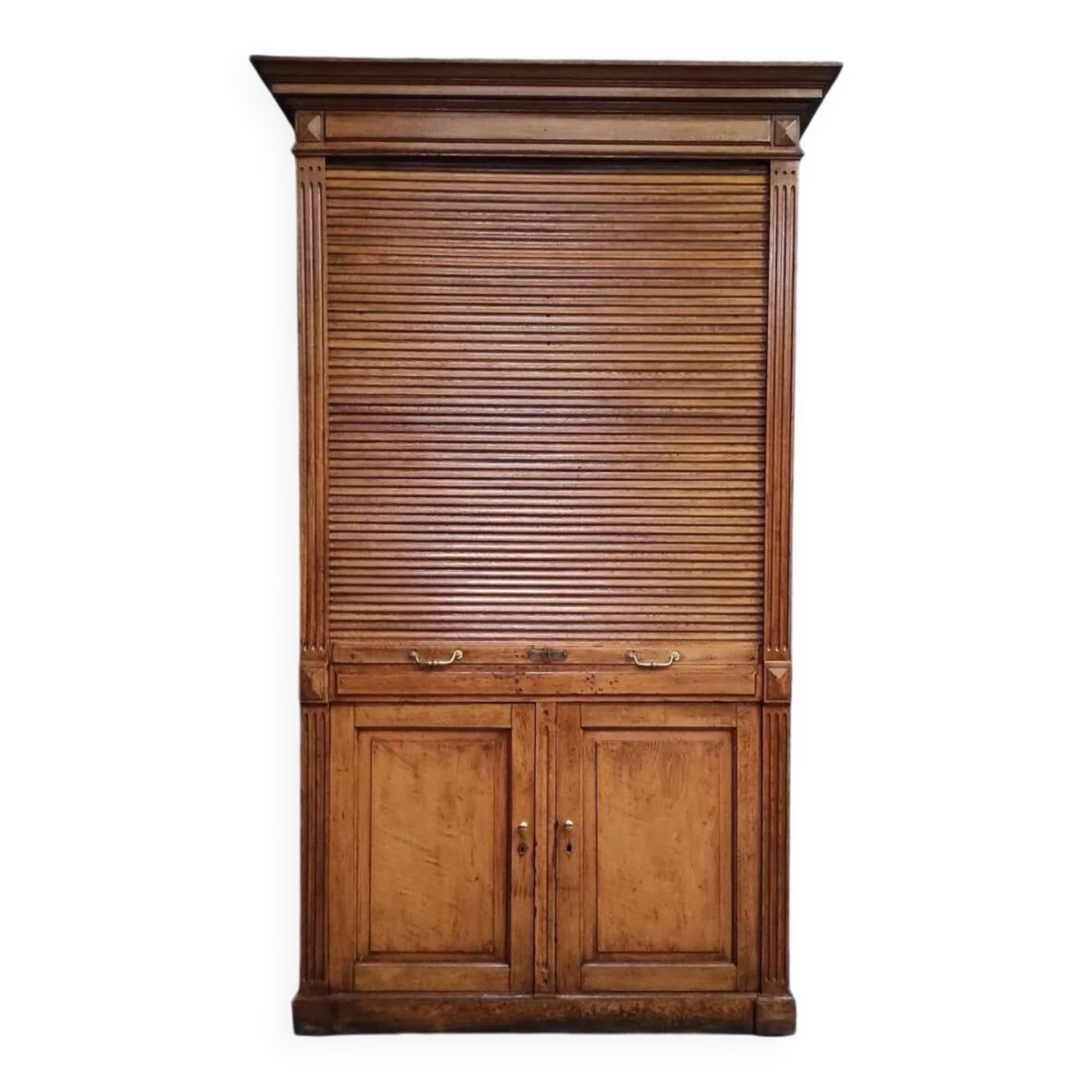 Antique Tambour Cabinet | Rolling Shutter Cupboard | Classic Filing Cabinet