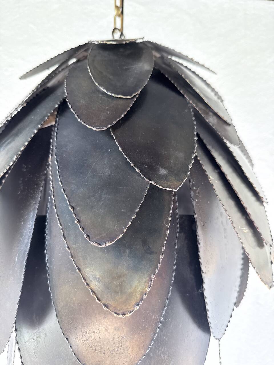 Brutalist suspension Jansen metal welded flower