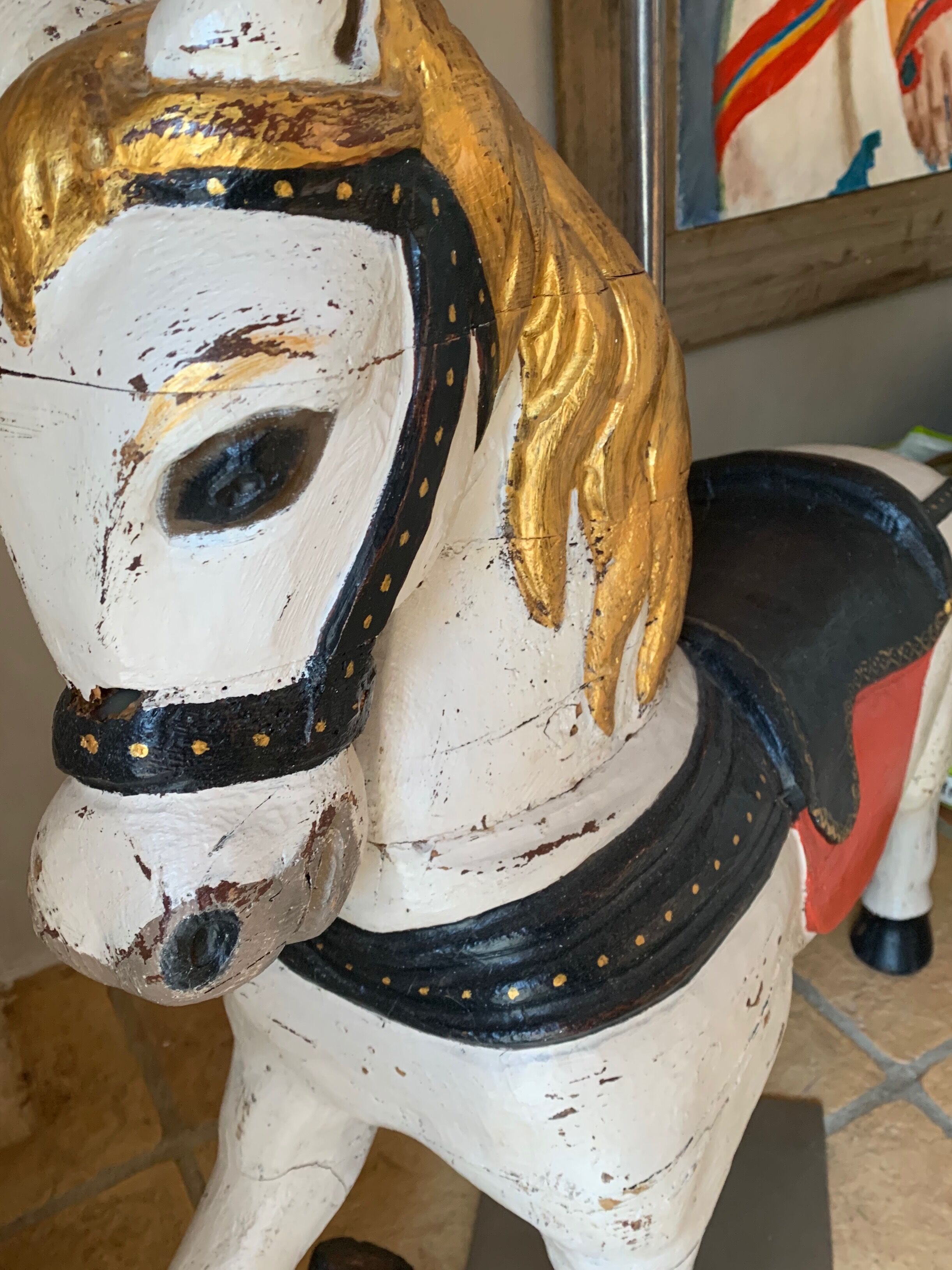 Wooden merry-go-round horse "art forain"