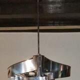 Space age spiral chandelier in vintage chromed metal 70s