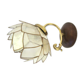 Mother-of-pearl lotus and brass sconce