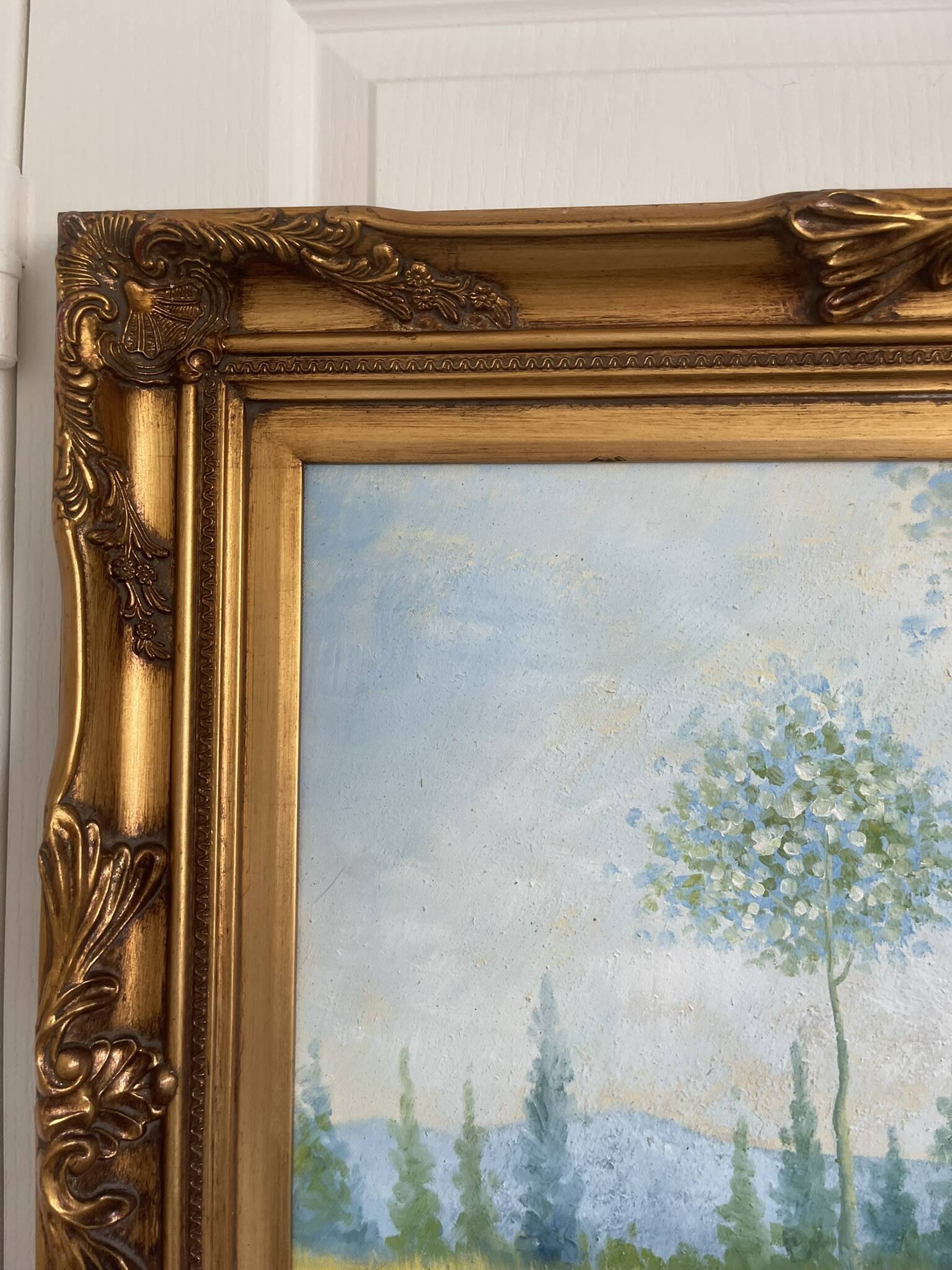 Old oil painting canvas reproduction fields in spring monet 80x70 s