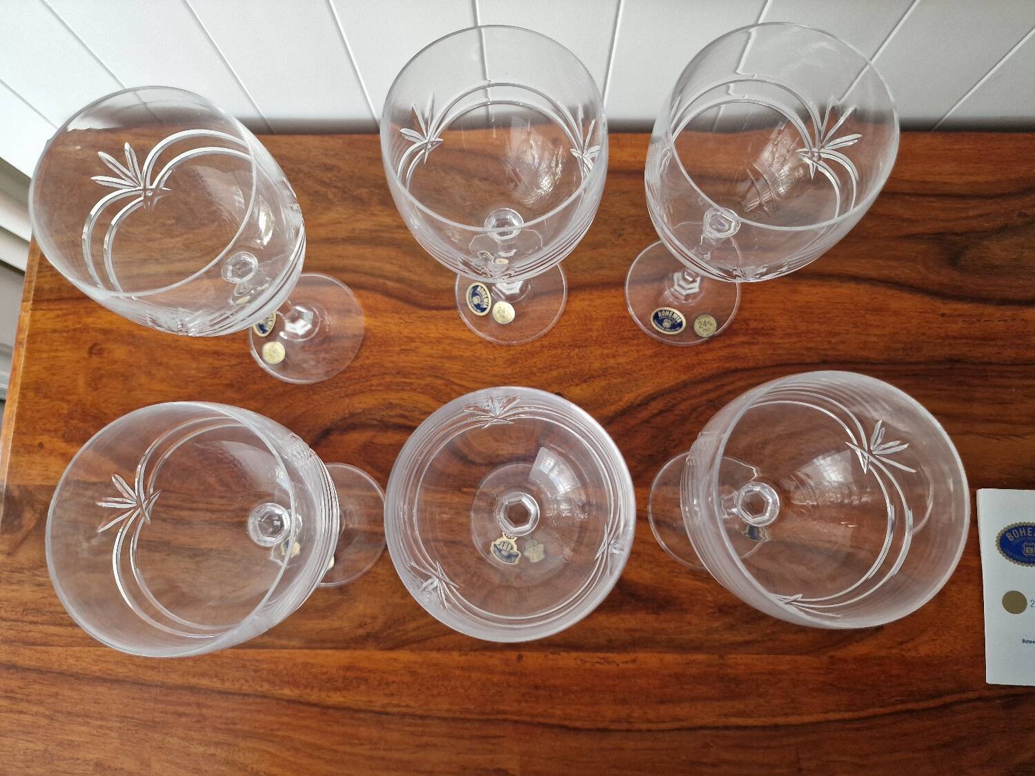 6 antique bohemia crystal glasses