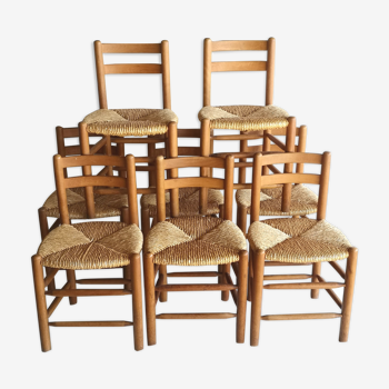 Set of 8 mulched chairs, 60s