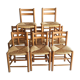 Set de 8 chaises paillées, années 60
